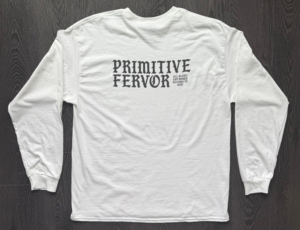 Gothic Text Long Sleeve Shirt - White