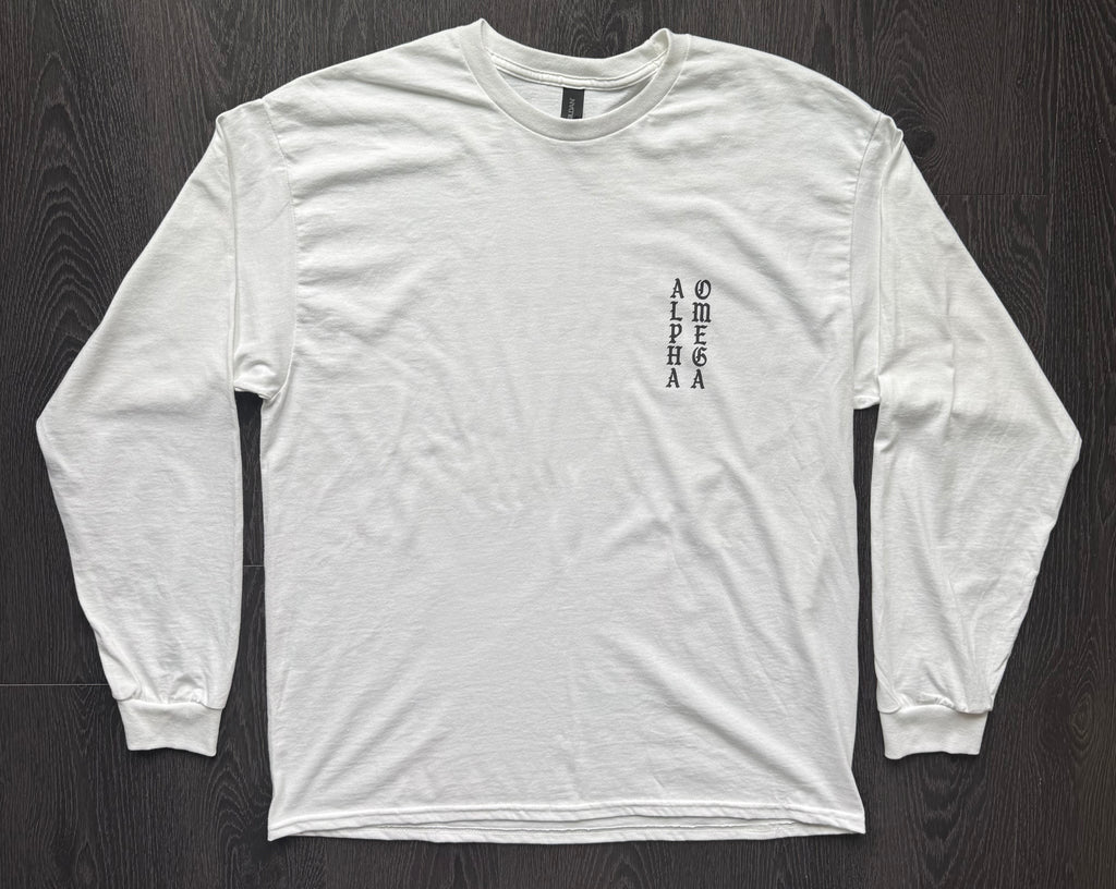 Gothic Text Long Sleeve Shirt - White