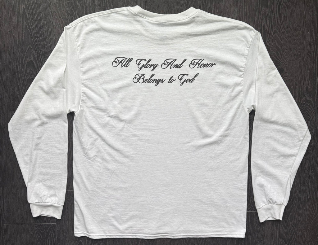Script Text Long Sleeve Shirt - White