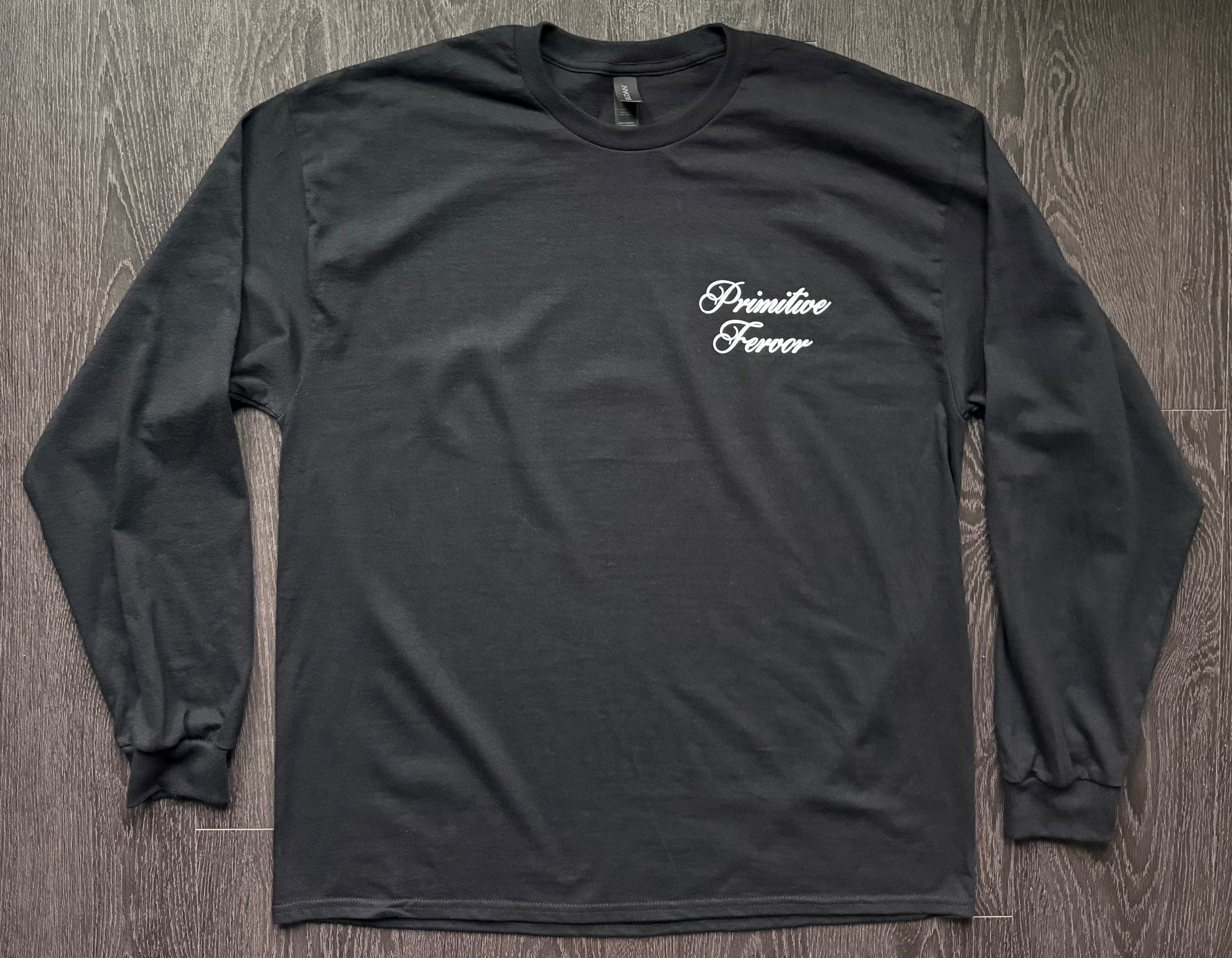 Script Text Long Sleeve Shirt - Black