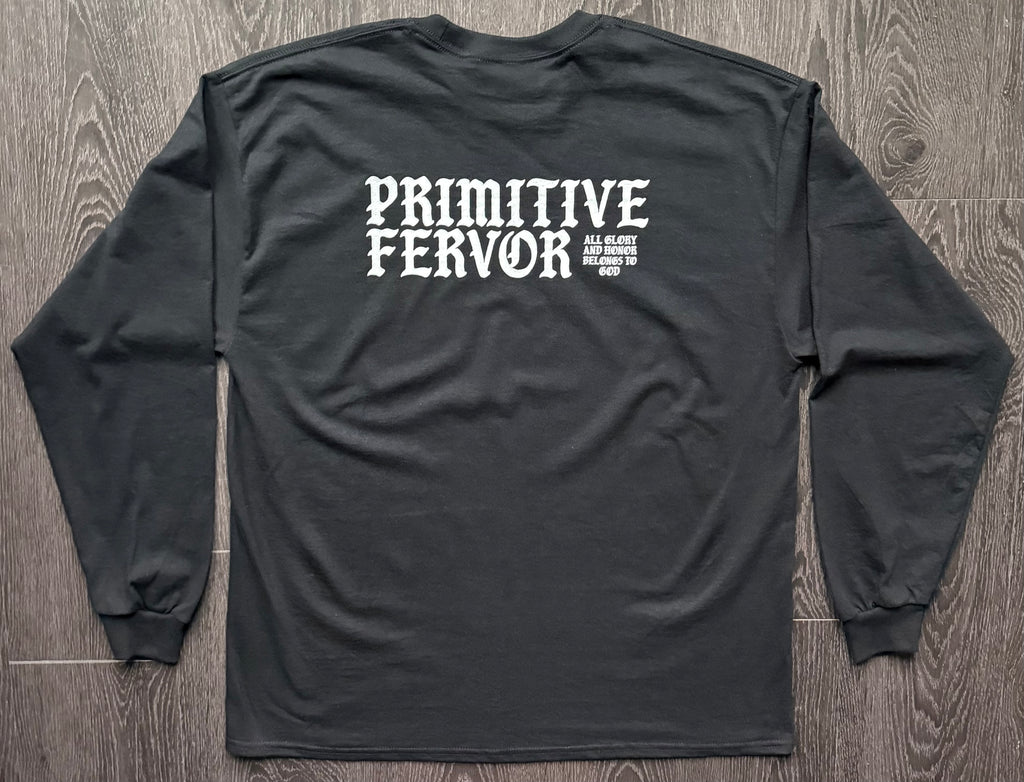 Gothic Text Long Sleeve Shirt - Black