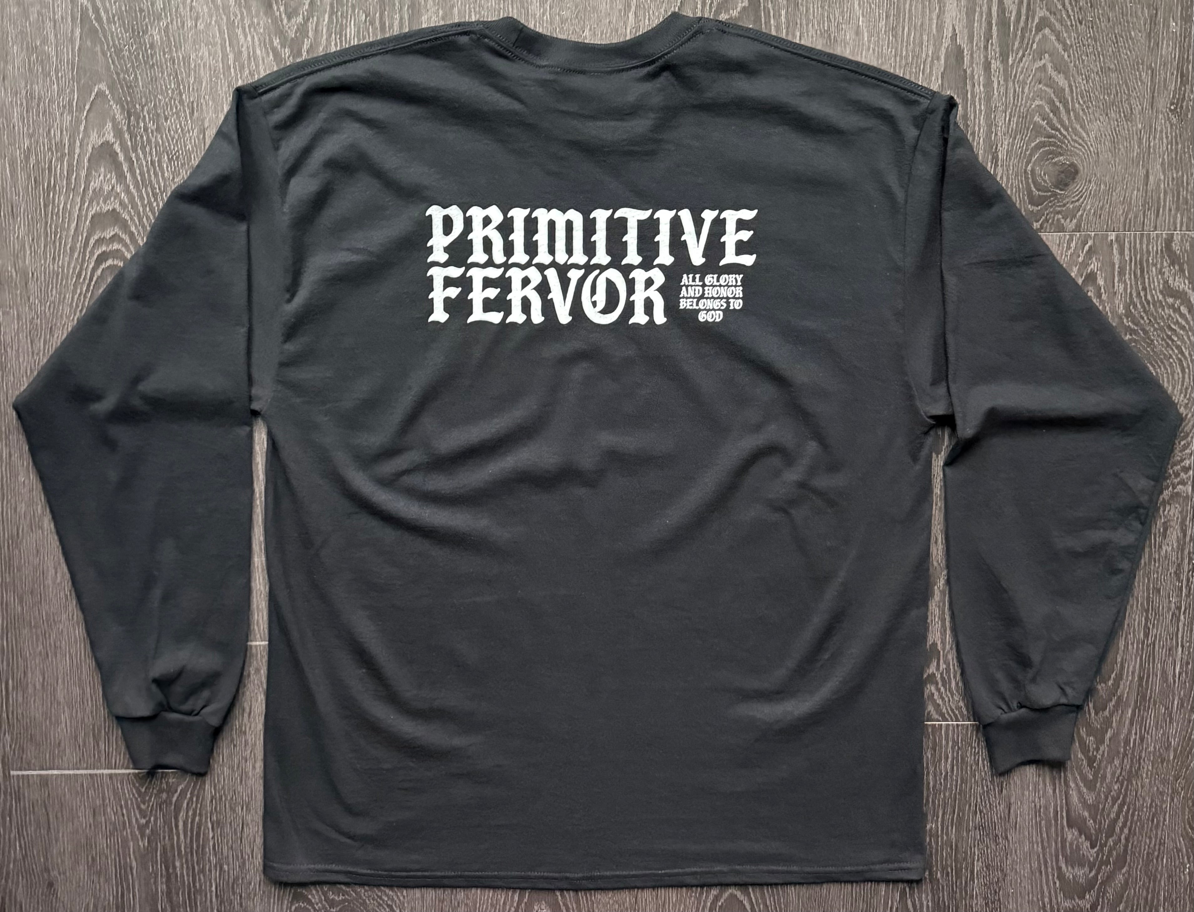 Gothic Text Long Sleeve Shirt - Black