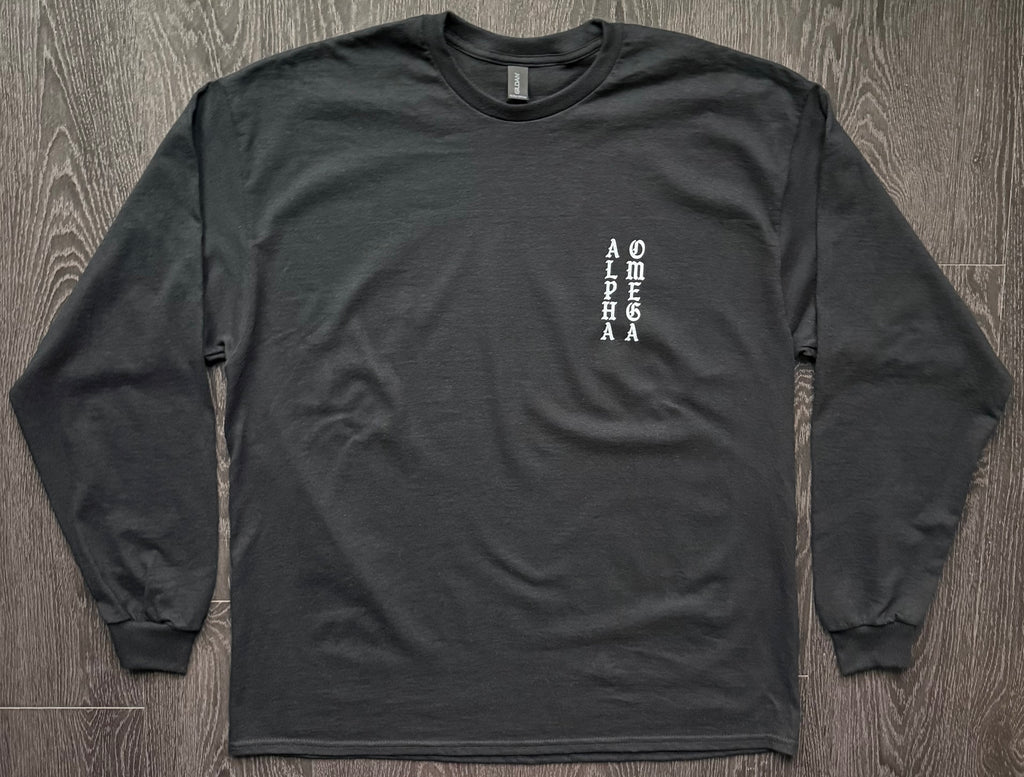 Gothic Text Long Sleeve Shirt - Black